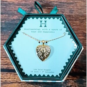 A New Day 14k Gold Dipped Initial H Heart Locket Necklace 16in + 3in Extender